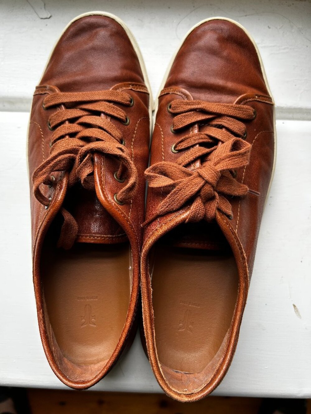 Frye caramel brown men's leather sneakers sz 9 or women's sz 11